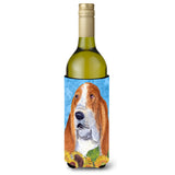 Basset Hound In Summer Flowers Wine Bottle Beverage Insulator Beverage Insulator Hugger