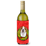 Bulldog English Cristmas Wreath Wine Bottle Beverage Insulator Beverage Insulator Hugger