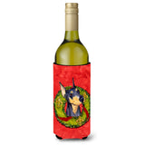 Doberman Cristmas Wreath Wine Bottle Beverage Insulator Beverage Insulator Hugger Ss4184Literk