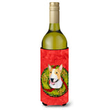 Bull Terrier Cristmas Wreath Wine Bottle Beverage Insulator Beverage Insulator Hugger