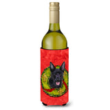 Australian Kelpie Cristmas Wreath Wine Bottle Beverage Insulator Beverage Insulator Hugger
