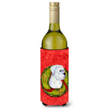 White Boxer Cristmas Wreath Wine Bottle Beverage Insulator Beverage Insulator Hugger