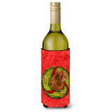 Sussex Spaniel Cristmas Wreath Wine Bottle Beverage Insulator Beverage Insulator Hugger