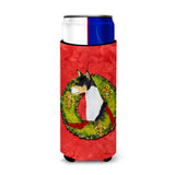 Basenji Cristmas Wreath Ultra Beverage Insulators For Slim Cans Ss4201Muk