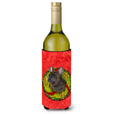 Brindle French Bulldog Cristmas Wreath Wine Bottle Beverage Insulator Beverage Insulator Hugger