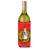 Basset Hound Cristmas Wreath Wine Bottle Beverage Insulator Beverage Insulator Hugger