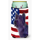 Usa American Flag With Skye Terrier Tall Boy Beverage Insulator Beverage Insulator Hugger