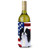 Usa American Flag With Japanese Chin Wine Bottle Beverage Insulator Beverage Insulator Hugger