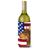 Usa American Flag With Doberman Wine Bottle Beverage Insulator Beverage Insulator Hugger Ss4224Literk