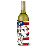 Usa American Flag With Dalmatian Wine Bottle Beverage Insulator Beverage Insulator Hugger Ss4225Literk
