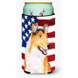 Usa American Flag With Collie Smooth Tall Boy Beverage Insulator Beverage Insulator Hugger