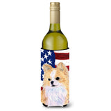 Usa American Flag With Chihuahua Wine Bottle Beverage Insulator Beverage Insulator Hugger Ss4229Literk