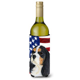 Usa American Flag With Cavalier Spaniel Wine Bottle Beverage Insulator Beverage Insulator Hugger Ss4248Literk