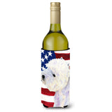 Usa American Flag With Westie Wine Bottle Beverage Insulator Beverage Insulator Hugger Ss4249Literk
