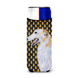 Borzoi Candy Corn Halloween Portrait Ultra Beverage Insulators For Slim Cans Ss4268Muk