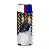 Rat Terrier Candy Corn Halloween Portrait Ultra Beverage Insulators For Slim Cans Ss4273Muk