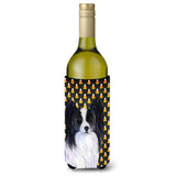 Papillon Candy Corn Halloween Portrait Wine Bottle Beverage Insulator Beverage Insulator Hugger Ss4298Literk