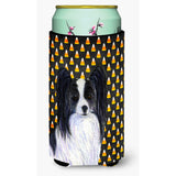 Papillon Candy Corn Halloween Portrait Tall Boy Beverage Insulator Beverage Insulator Hugger