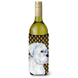 Boxer White Candy Corn Halloween Portrait Wine Bottle Beverage Insulator Beverage Insulator Hugger