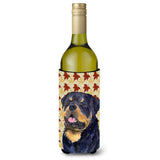 Rottweiler Fall Leaves Portrait Wine Bottle Beverage Insulator Beverage Insulator Hugger