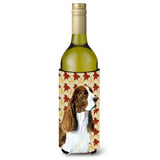 Springer Spaniel Fall Leaves Portrait Wine Bottle Beverage Insulator Beverage Insulator Hugger Ss4343Literk