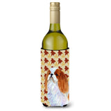 English Toy Spaniel Fall Leaves Portrait Wine Bottle Beverage Insulator Beverage Insulator Hugger
