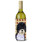 Portuguese Water Dog Fall Leaves Portrait Wine Bottle Beverage Insulator Beverage Insulator Hugger