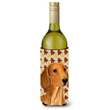 Dachshund Fall Leaves Portrait Wine Bottle Beverage Insulator Beverage Insulator Hugger Ss4369Literk