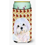 Maltese Fall Leaves Portrait Tall Boy Beverage Insulator Beverage Insulator Hugger