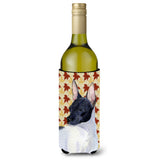 Rat Terrier Fall Leaves Portrait Wine Bottle Beverage Insulator Beverage Insulator Hugger