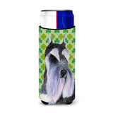 Schnauzer St. Patrick'S Day Shamrock Portrait Ultra Beverage Insulators For Slim Cans Ss4408Muk