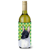 Rat Terrier St. Patrick'S Day Shamrock Portrait Wine Bottle Beverage Insulator Beverage Insulator Hugger