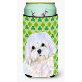 Maltese St. Patrick'S Day Shamrock Portrait Tall Boy Beverage Insulator Beverage Insulator Hugger