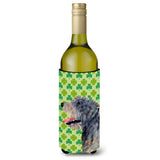 Irish Wolfhound St. Patrick'S Day Shamrock Portrait Wine Bottle Beverage Insulator Beverage Insulator Hugger