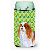 English Toy Spaniel St. Patrick'S Day Shamrock Portrait Tall Boy Beverage Insulator Beverage Insulator Hugger