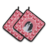 Caroline'S Treasures Japanese Chin Hearts Love & Valentine'S Day Portrait Pair Of Pot Holders Ss4467Pthd, 7.5Hx7.5W, Multicolo