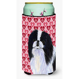 Japanese Chin Hearts Love And Valentine'S Day Portrait Tall Boy Beverage Insulator Beverage Insulator Hugger