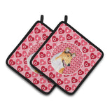 Caroline'S Treasures Collie Smooth Hearts Love & Valentine'S Day Portrait Pair Of Pot Holders Ss4470Pthd, 7.5Hx7.5W, Multicolo