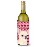 Chihuahua Hearts Love And Valentine'S Day Portrait Wine Bottle Beverage Insulator Beverage Insulator Hugger