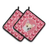 Caroline'S Treasures Chihuahua Hearts Love & Valentine'S Day Portrait Pair Of Pot Holders Ss4474Pthd, 7.5Hx7.5W, Multicolor
