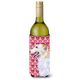 Borzoi Hearts Love And Valentine'S Day Portrait Wine Bottle Beverage Insulator Beverage Insulator Hugger