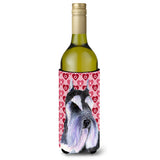Schnauzer Hearts Love And Valentine'S Day Portrait Wine Bottle Beverage Insulator Beverage Insulator Hugger