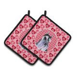 Caroline'S Treasures Schnauzer Hearts Love & Valentine'S Day Portrait Pair Of Pot Holders Ss4477Pthd, 7.5Hx7.5W, Multicolor
