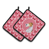 Caroline'S Treasures Fox Terrier Hearts Love & Valentine'S Day Portrait Pair Of Pot Holders Ss4478Pthd, 7.5Hx7.5W, Multicolor,