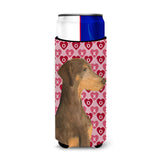 Doberman Hearts Love And Valentine'S Day Portrait Ultra Beverage Insulators For Slim Cans Ss4479Muk