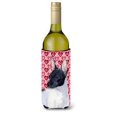 Rat Terrier Hearts Love And Valentine'S Day Portrait Wine Bottle Beverage Insulator Beverage Insulator Hugger
