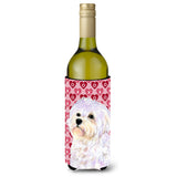 Maltese Hearts Love And Valentine'S Day Portrait Wine Bottle Beverage Insulator Beverage Insulator Hugger