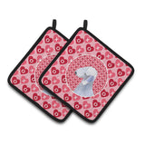 Caroline'S Treasures Bedlington Terrier Hearts Love & Valentine'S Day Portrait Pair Of Pot Holders Ss4483Pthd, 7.5Hx7.5W, Mult