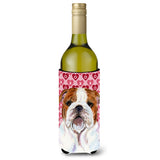 Bulldog English Hearts Love Valentine'S Day Wine Bottle Beverage Insulator Beverage Insulator Hugger