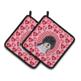 Caroline'S Treasures Portuguese Water Dog Hearts Love Valentine'S Day Pair Of Pot Holders Ss4490Pthd, 7.5Hx7.5W, Multicolor